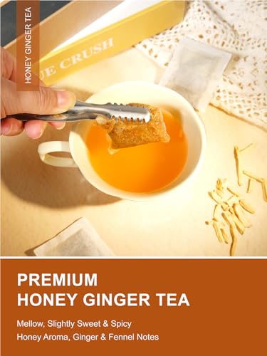 Image of TeeLux Honey Ginger Tea Bags, Smooth & Spicy, Caffeine Free, 100 Count | Warm Ginger Blend with Fennel, Rooibos & Rosehips, Sugar Free, Enjoy Hot or Iced