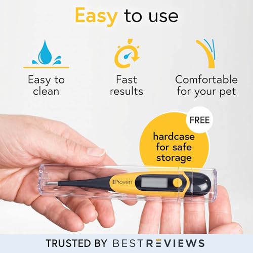 Image of iProven Dog & Cat Thermometer for Accurate Fever Detection, Comfortable Flexible Tip, Waterproof Pet Thermometer, Fast Readings in 20 sec, Whelping and Veterinary Supply, DTK-117Y