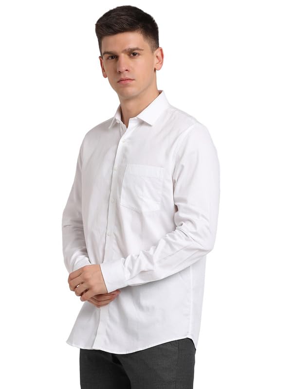 Turtle Camicia formale da uomo, 100% cotone, vestibilità aderente, colore bianco