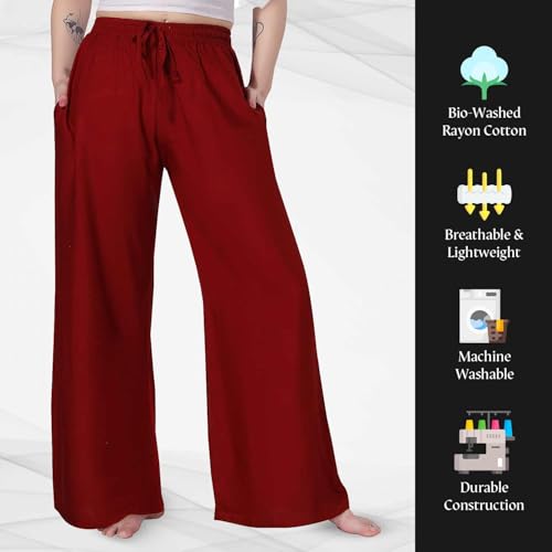 Image of TRASA Women's and Girls Cotton Reyon Regular Fit Palazzo Pants - Available Size - L, XL, 2XL, 3XL