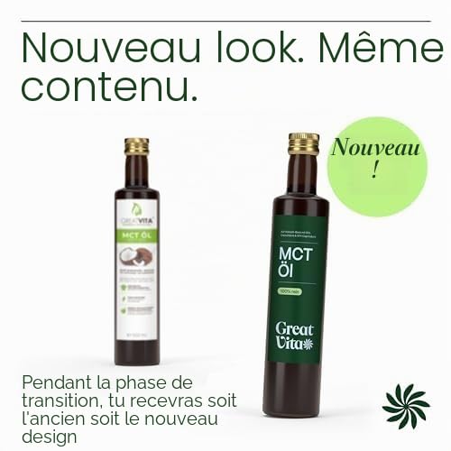MeaVita Huile MCT C8 + C10, MCT Oil 70% C8 (Acide Caprylique) - Lot 2x 500ml (1 Litre), Issue d'Huile de Noix de Coco, Café Bulletproof Keto Paleo, Vegan, Sans Gluten, Sans Sucre – vue 2