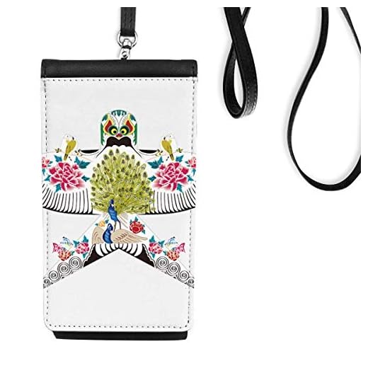 Carteira de celular Kite com estampa tradicional da cultura chinesa para pendurar bolso preto