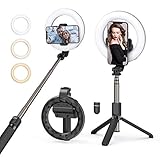 led star stick e27 DIMMBARES LED-RING-LICHT MIT STATIV: Das Selfie Licht bietet 3 Beleuchtungsmodi. Darüber hinaus stehen in jedem Modus 3 Helligkeitsstufen zur Auswahl (insgesamt 9 Einstellungen). Unabhängig davon, ob Sie Selfies, Make-up oder Live-Streaming aufnehmen, kann dieses Licht Ihr Gesicht bei schlechten Lichtverhältnissen aufhellen.