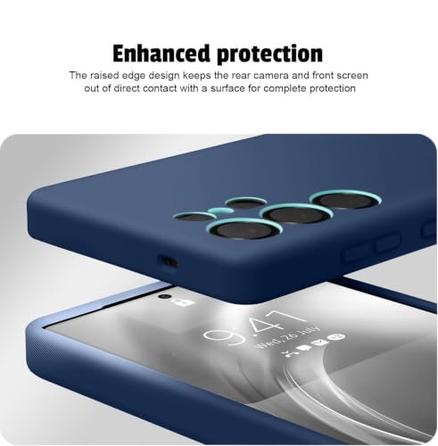 Image of LIRAMARK Liquid Silicone Soft Back Cover Case for Samsung Galaxy S23 Ultra 5G (Midnight Blue)