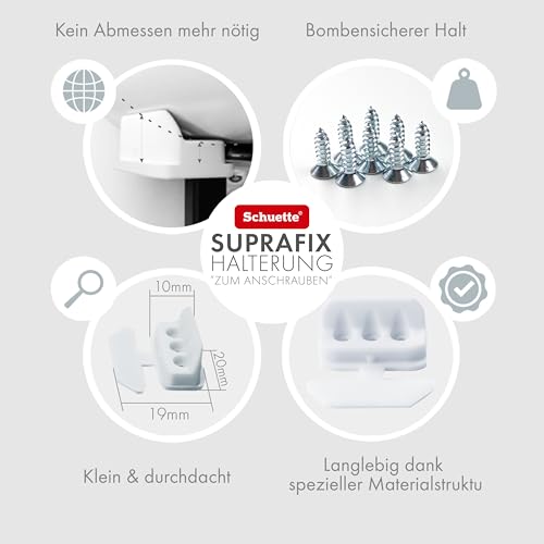 Schuette® Plissee mit Bohren zum Anschrauben ● Thermo Kollektion: White Day (Weiß) ● 60x200cm (Breite x Höhe) ● Suprafix Faltrollo Befestigung ● Bequeme Rollo Montage inkl. Video