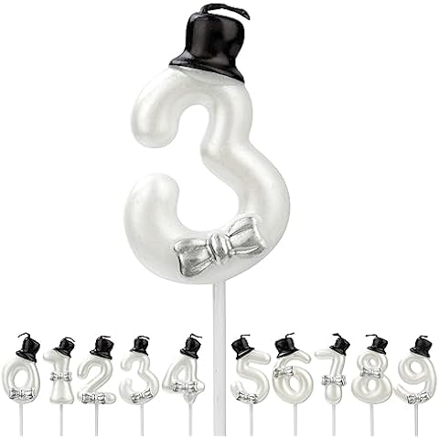 AOMIG 3D White Birthday Number Candles Cover