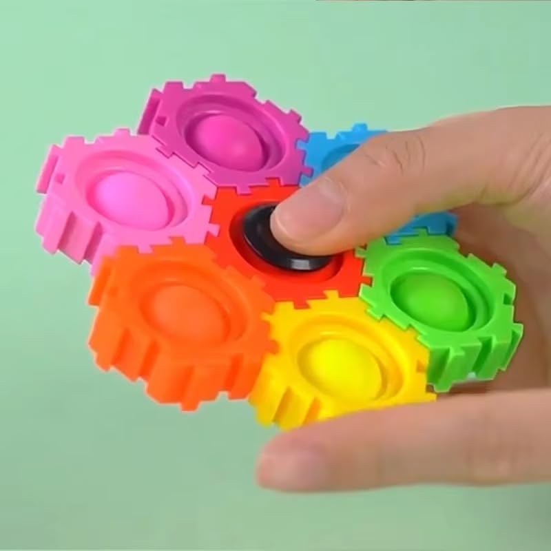 Image of Amitasha Push & Pop for Kids - Sensory Fidget Spinner Toy, Waterproof Handheld Popit Spin Memory Travel Toy Fine Motor Skill