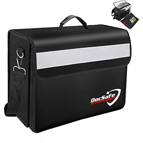 Fireproof Document Box Files Organiser Bag with Multiple Pockets Large Capacity Storage Bag Holder Home Office Organizer Bag for Laptop,Documents,Cash,Bills Passport,Certificate and More Valuables Cover