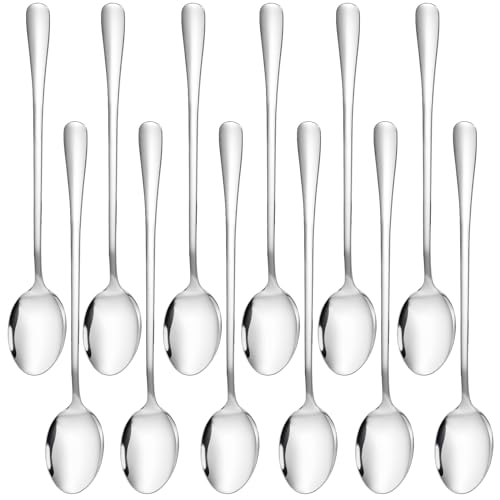 CoKeeSun 12 Stück Latte Macchiato Löffel Set, 20cm Edelstahl Eislöffel Lang, Kaffeelöffel, Eisteelöffel, Dessertlöffel, Cocktail-Rührlöffel,...