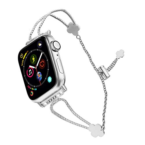 Haisito Cinturino Bling per Cinturini per Orologi Apple Serie Compatibile 4/3/2/1 38mm / 40mm, Bracciale in Acciaio Inossidabile Cinturino iwatch Regolabile