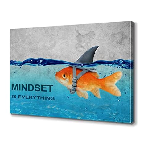 BWSPACE Mindset is Everything Wall Art Office Decor Motivational Quotes Canvas Wall Art Prints Entrepreneur Bundle Set 1 Pieces Inspirational Wall Art Decorations for Home (30" W x 40" H) Cover