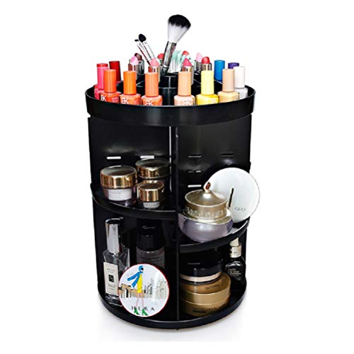 Tebery 360 graden Rotatie DIY Afneembare Make-up Houder Verstelbare Multi-Functie Cosmetische Opbergdoos (Zwart)