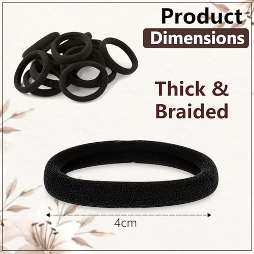 Image of GLUN 2inch Pack of 100 Black Color Ponytail Holders Hair Ties for Girls & Women, Soft Elastic Rubber Bands for Thick Hair, Non-Slip Stretchable Scrunchies for Daily, School & Office Use