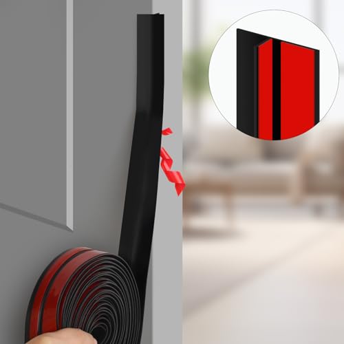 Image of T-Shaped Silicone Seal Strip for Door & Windows Gaps,Weather Stripping Door Seal Strip,20Ft Door Draft Stopper for Side of Door (Black)