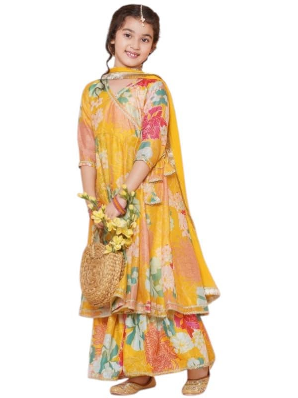 Kids Girls Salwar Suit Set, | Traditional Indian Ethnic Wear, | Floral Print, 3-Piece Kids Salwar Set 3-Years to 15 Years Yellow Pink Kids Girls Salwar Suit Set, | Traditional Indian Ethnic Wear, | Floral Print, 3-Piece Kids Salwar Set 3-Years to 15 Years Yellow Pink