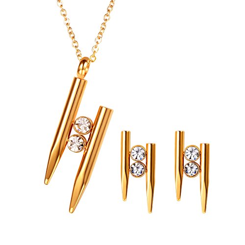 Preisvergleich Produktbild FOCALOOK Fantasie Damen Schmuck Set vergoldet Anhänger Halskette Ohrringe Ohrstecker Modeschmuck für Frauen Bürodamen Office Lady