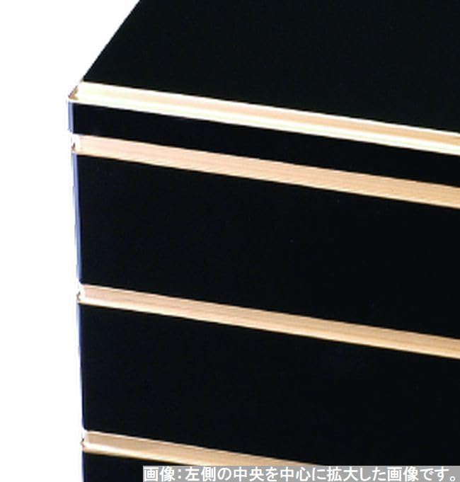 J-kitchens Heavy Box, 3 Tiers, 6.5 Inches, Yamato School Kura, Heavy Box, Kurobuchi Gold, 7.8 x 7.8 x 7.6 inches (19.8 x 19.8 x 19.2 cm), Made in Japan
