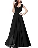 OFTEN® Women's Chiffon Bridesmaid Deep-V Neck Sleeveless Vintage Maxi Dress