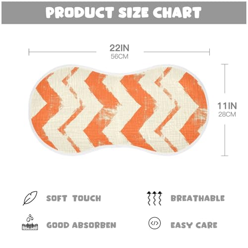 Retro Orange White Wave Lines Stripe Cotton Burp Cloth Soft and Absorbent Milk Spit Up Cloth for Unisex Set of 2, 22x11in4