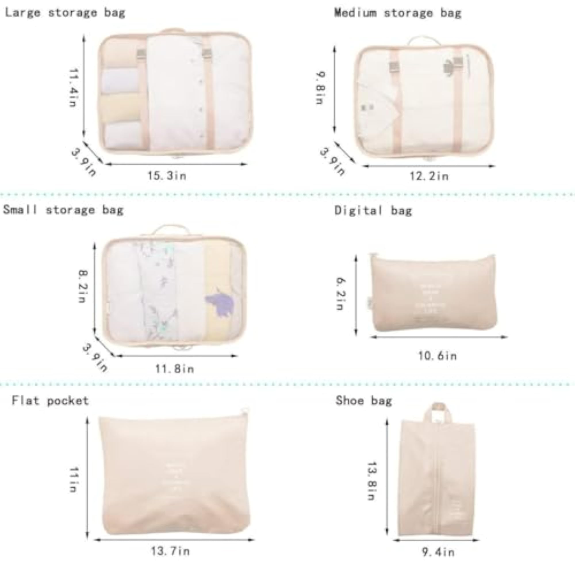 7Pcs Travel Organizer Bag Set for Luggage