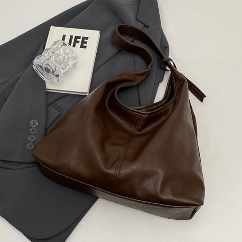 Slouchy Hobo Bag for Women, Faux Suede Shoulder Bag, Vintage Brown Purse for Fall Winter4