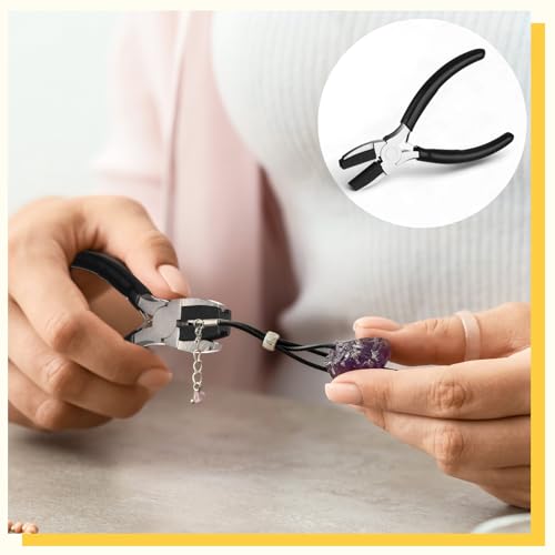 Image of Mudder 2 Pieces Jewelry Making Tool Bail Making Pliers 6 in 1 Jewelry Wire Bending Pliers for Beading Looping Shaping Wire DIY Crafts (Black)