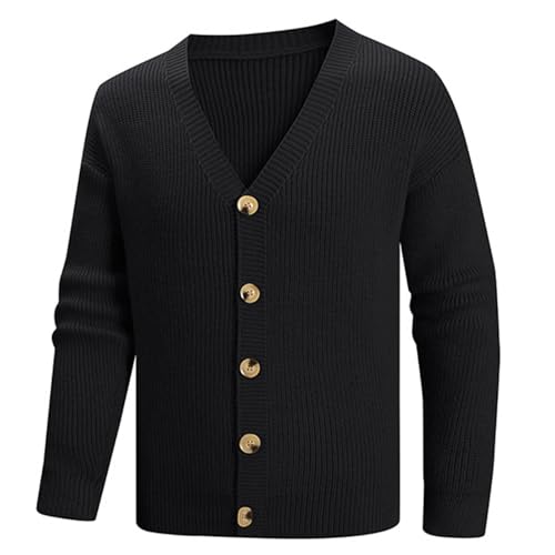 Cardigan Sweaters for Men Vintage V Neck Long Sleeve Button Down Knitted Sweater Stretchy Fall Fashion 2025