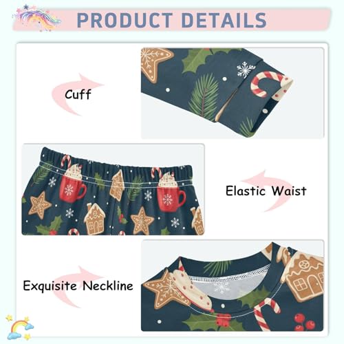 Pajama Sets Long Sleeve Christmas Berry Candy Themed Soft Comfy Sleepwear 2 Piece PJS 3-8T4