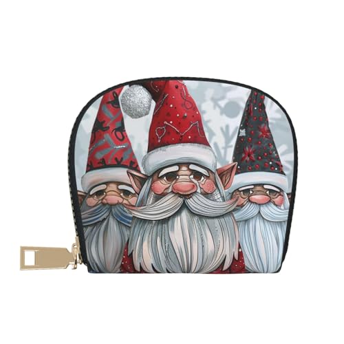 Christmas Santa Gnome Printed Credit Card Wallet for Women Men Cute Zipper Card Cases Holder Mini Coin Purse with 12 Card Slots2