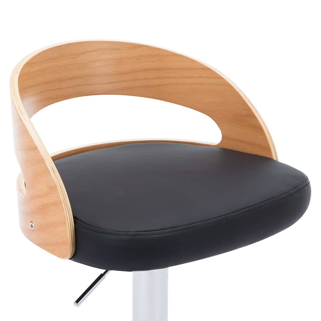 vidaXL 2X Sedie da Bar Moderne Eleganti Imbottite Morbide con Poggiapiedi Regolabili Sgabelli Alti Pub Cucina Neri in Similpelle e Legno Curvato