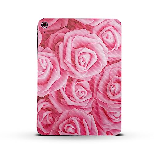 Image of MightySkins Carbon Fiber Skin Compatible with Apple iPad 10.9 inch 10th Gen (2022) Full Wrap Kit - Super Pink Roses | Protective, Durable Textured Carbon Fiber Finish | Easy to Apply | Made in The USA