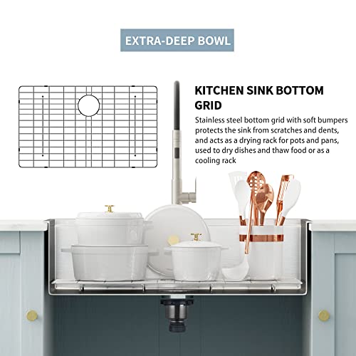 Hausinluck 33 Inch Drop-In Kitchen Sink, Handmade Drop In Workstation Sink Topmount Kitchen Sink Stainless Steel 18 Gauge Modern Single Bowl Kitchen Sink With Ledge And Accessories (Pack Of 5) #TOP3
