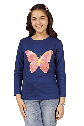 Image of KYDA KIDS 100% Cotton Girls Full Sleeve Printed T-Shirt,Regular fit Round Neck Tops