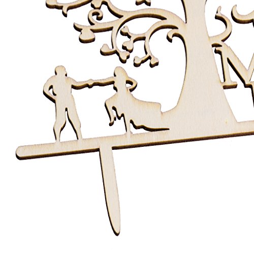 Torta Topper Legno Albero Sposa e Sposo Mr & Mrs