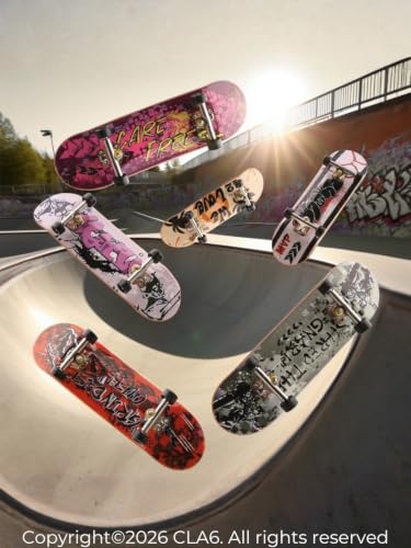Image of CLA6 Fingerboard Kit | Complimentary Tool, Extra Wheels and Screws | Durable ABS Deck for Rough Use | Safe Sandpaper Grip Tape | Lightweight Non-Bearing Wheels |