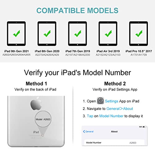 Ipad Keyboard Case For 10.2" 9Th/8Th/7Th Generation 2021/2020/2019, Detachable Wireless Bt Keyboard With Magnetic Protective Cover With Pencil Holder For Ipad Pro 10.5" 2019/Ipad 10.5" Air 3Rd Gen #TOP1