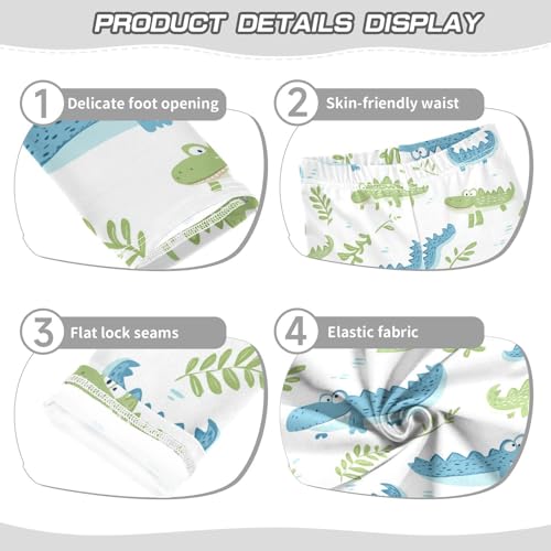 Wusikd Cute Crocodile Girls' Leggings Toddler Doodles Kids Yoga Pants Dance Active Tights 4T3