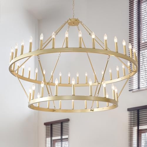 HHR 60 Inch Gold Wagon Wheel Chandelier