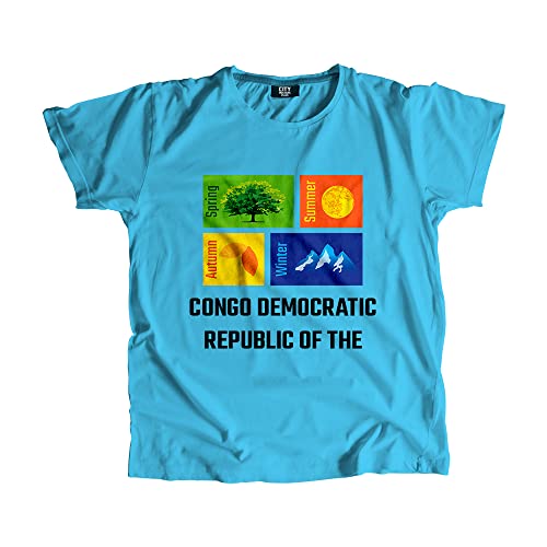 T-shirt Congo RD bleu ciel unisexe en coton pour l'été