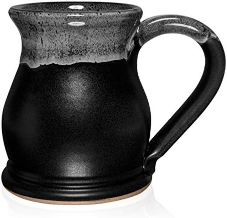 Uncommon Clay 20oz Potbelly Coffee Mug Handmade in the USA (Black-White)