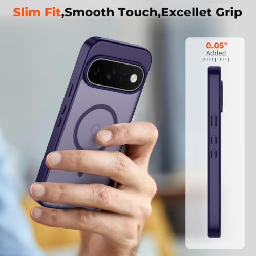 Image of SUPFINE Magnetic for Google Pixel 11 Pro Case - Dark Purple | With Screen Protector,Translucent Matte,Built-in Magnets,Military Grade Drop Protection,Shockproof Phone Cover