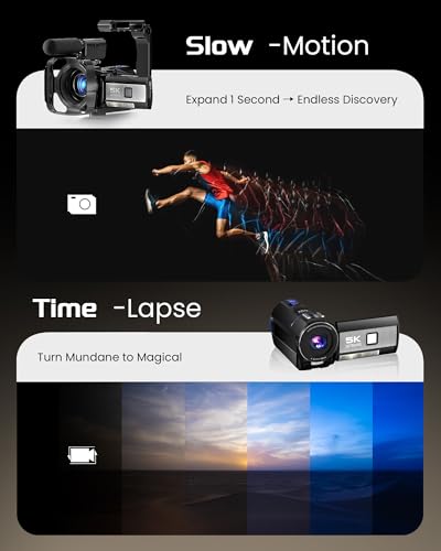 5K Video Camera Camcorder, UHD 64MP Vlogging Camera for YouTube with 3
