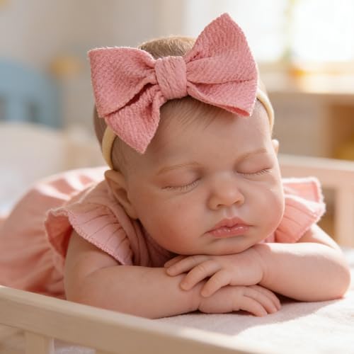 Image of EKOKIZ Realistic Baby Doll, 20 Inch Reborn Baby Doll - Weighted Soft Cloth Body with Pink Dress & Accessories, Lifelike Newborn Girl for Kids 3+ and Collectors, Cuddling & Pretend Play