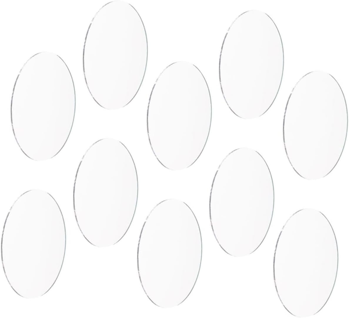 10pcs Oval Glass Mirror Lens for Craft Projects DIY Cosmetic Use Lightweight and Small Mirror for Wedding Decor