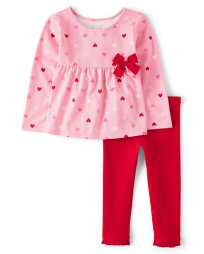The Children's Place,Baby Girls,and Toddler 2 Piece Outfit,Pink Vday Bow,5 Years