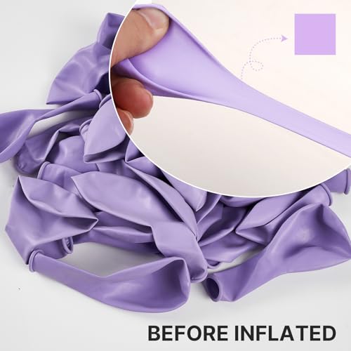 Image of PartyWoo Lavender Balloons 130pcs Different Sizes Pack of 18 12 10 5 Inch Light Pastel Purple Lilac Balloon Arch Kit for Baby Shower Bachelorette Fairy Birthday Princess Party Decorations Purple-Q10