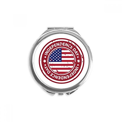 Miroir rond maquillage de poche drapeau USA et marcophilie rouge pour sac