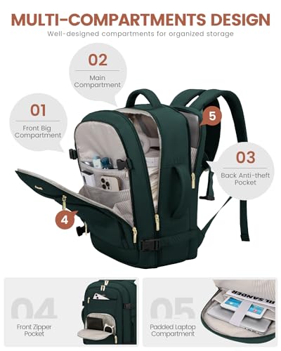Image of LOVEVOOK Carry On Travel Backpack For Women Flight Approved, 40L Personal Item Travel Bag for Airplanes, Business Weekender Fit 17 Inch Laptop, Waterproof Overnight Daypack with 2 Cubes