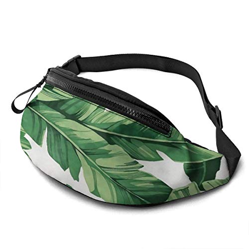 Jard-T Riñonera impermeable Riñonera Riñonera Bolsa Running Cinturón Tropical Banada Hojas Corriendo Riñonera Bolsa Correr Cinturón