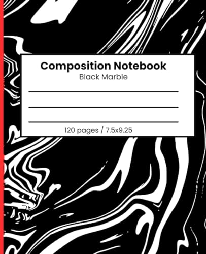 Black Marble Composition Notebook: Marble Wide Ruled Lined Paper Subject Book | Blanked Journal For Kids Teens Boys Girls and Students (School Essentials)